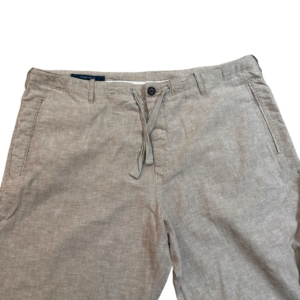 Perry Ellis Khaki Linen Blend Light Weight Causal Pants Men’s size 38”Wx30”L
